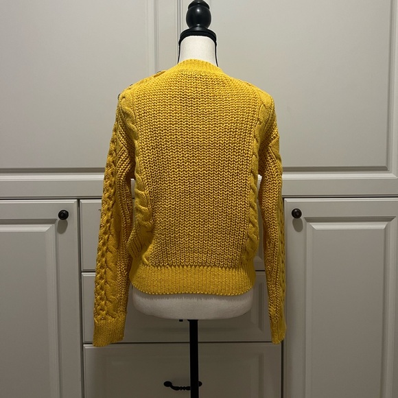 NWT Ann Taylor mixed cable knit sweater canary yellow size M - Picture 10 of 12
